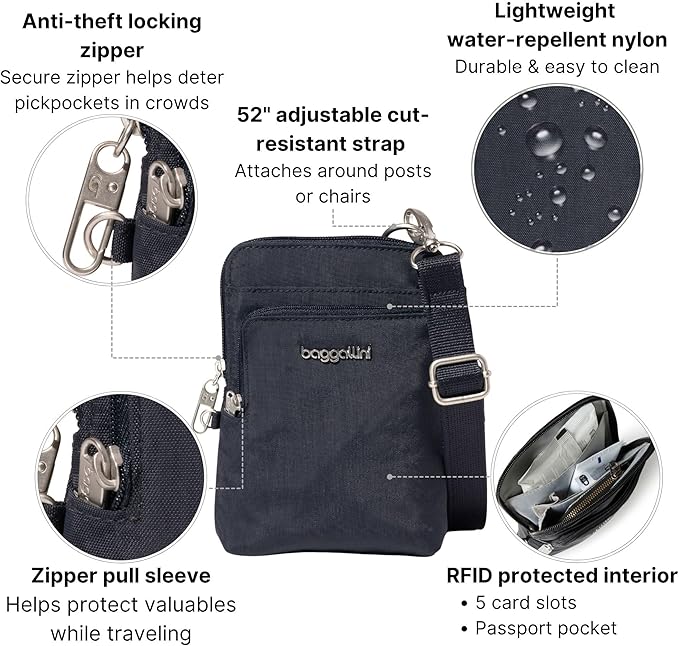 Baggallini Women's Securtex Anti-theft Activity Crossbody Bag