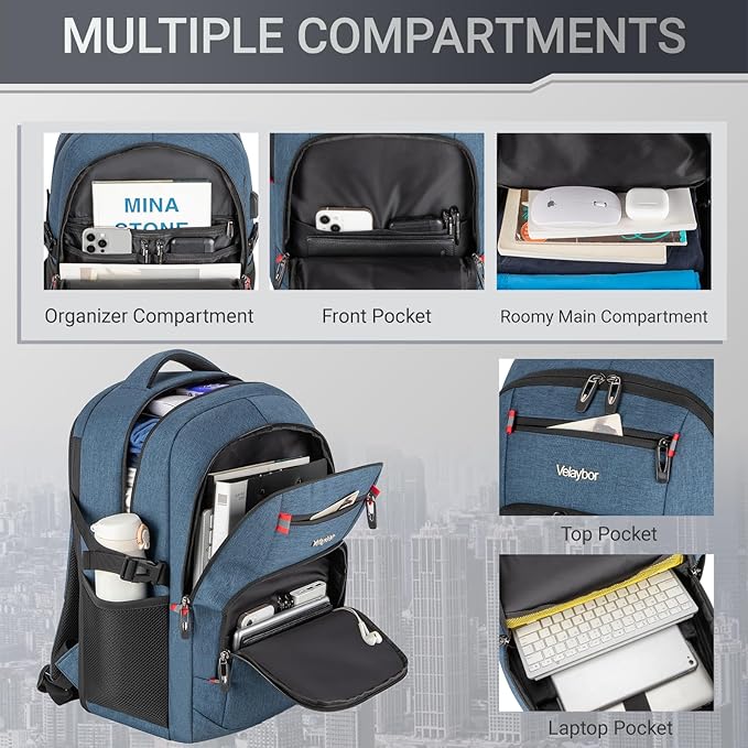 40L Expandable Laptop Backpack, Anti-thief Travel Backpack, Airline Approved Business Waterproof Carry on Luggage, Fits 15.6" Laptop for Men Women