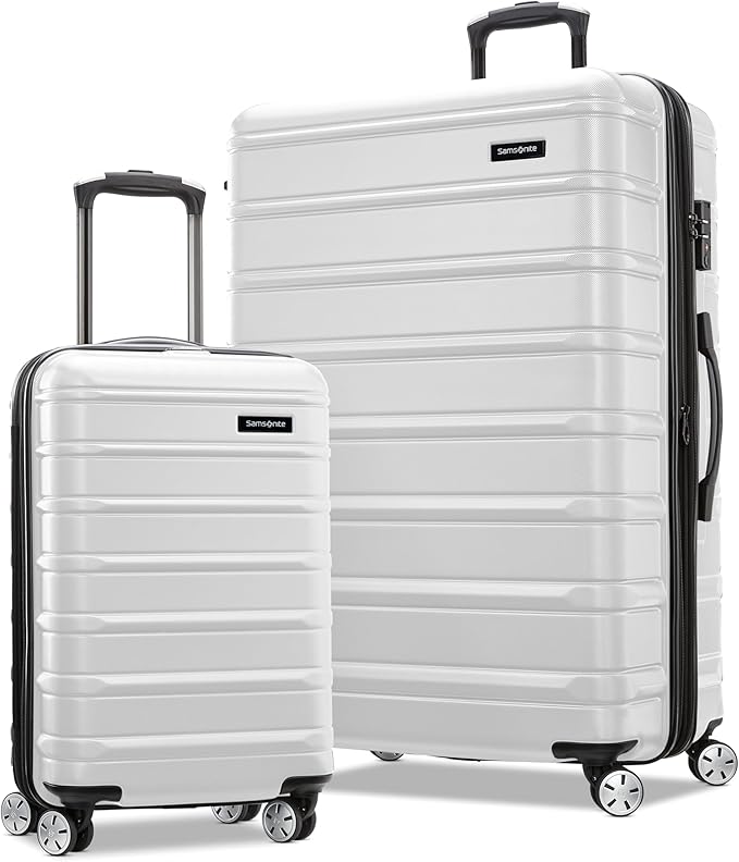 Samsonite Omni 2 Hardside 2 Piece Set - Includes Global Carry-On & Large Checked Suitcases - 360° Dual Spinner Wheels - Integrated TSA Lock & Expansion - Amazon Exclusive - Birch White