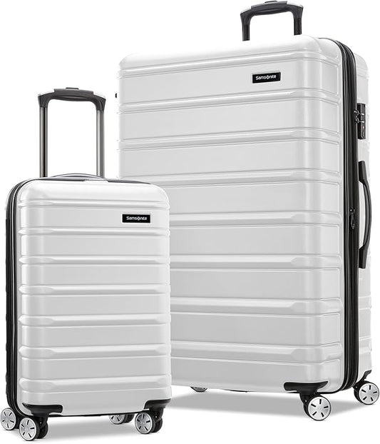 Samsonite Omni 2 Hardside 2 Piece Set - Includes Global Carry-On & Large Checked Suitcases - 360° Dual Spinner Wheels - Integrated TSA Lock & Expansion - Amazon Exclusive - Birch White