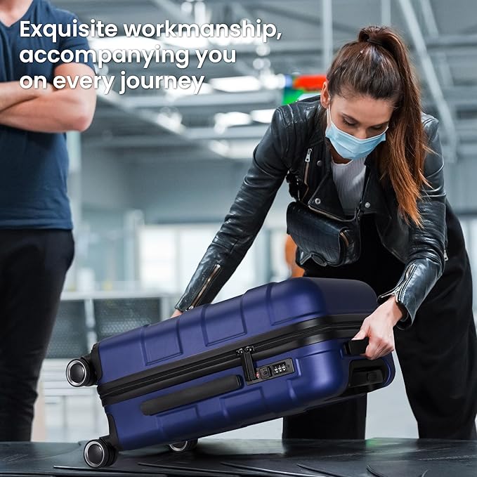 Luggage Sets 3 Piece with Spinner Wheel, Hardside Suitcase Set with TSA Lock, Expandable Lightweight Travel Luggage for Men and Women, Blue