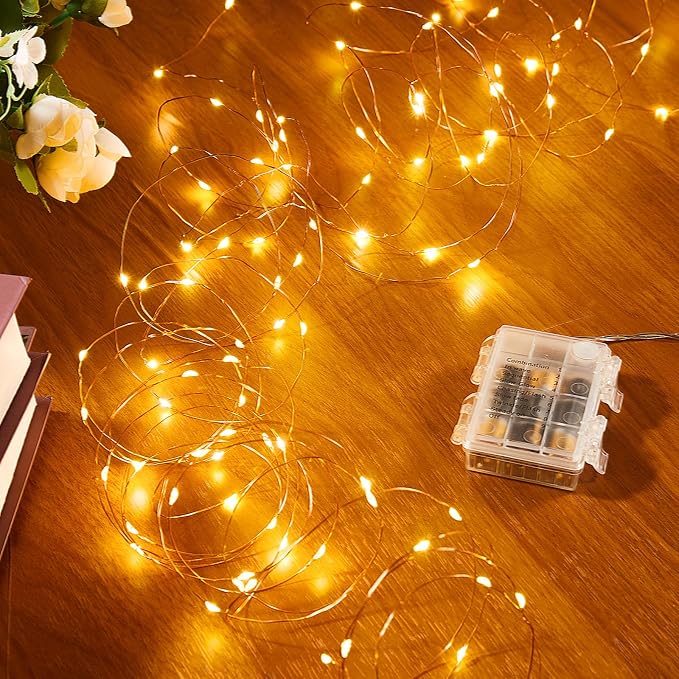 Ariceleo 2 Pack 65.6 Ft. Battery Operated Outdoor String Lights with Remote & Timer, LED Warm White Fairy Lights, Waterproof Twinkle Lights for Bedroom, Dorm, Mason Jar, Wedding, Party, Christmas