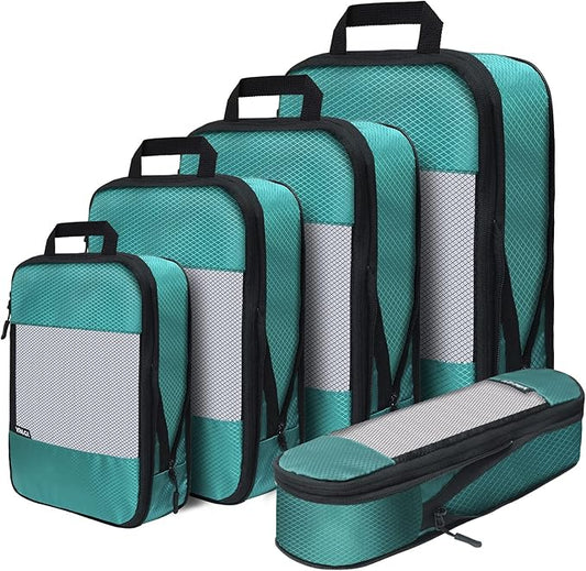 Compression Packing Cubes for Suitcases,5 Set Travel Essentials, Lightweight Luggage Organizer Bags, Travel Cubes for Carry on
