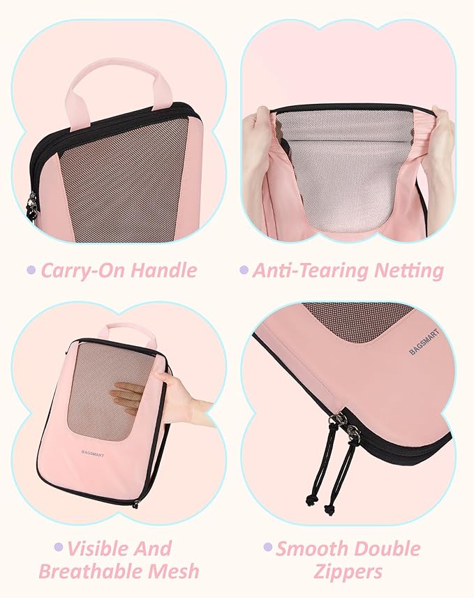 BAGSMART Compression Packing Cubes for Travel, 6/5/4set Lightweight Packing Organizers, Summer Travel Essentials Suitcase Organizer Bags Set