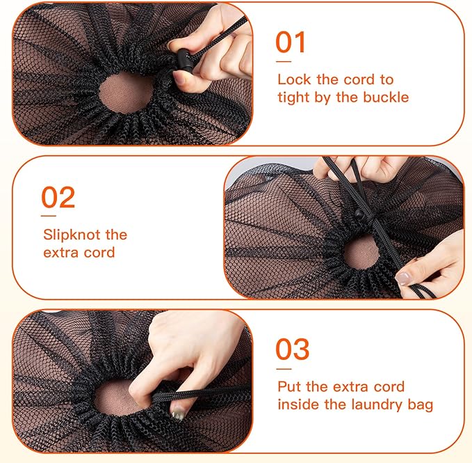 Extra Large Mesh Laundry Bag Heavy Duty Mesh Wash Bag with Drawstring Closure for College, Dorm, Travel, Family and Apartment Dwellers, 27 x 36 Inches, Black