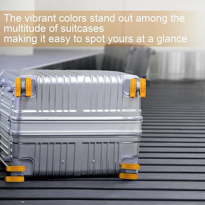 (8 Pack) Silicone Luggage Wheel Covers for 8-Spinner Wheel Suitcases, Mute & Shock Absorption Protector, Wear-Resistant & Noise-Reducing, Perfect for Travel (Orange)