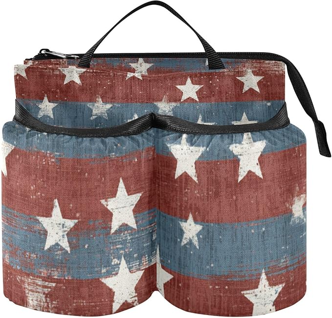 Luggage Cup Holder for Suitcases Free Hands Travel Cup Holder Portable Suitcase Cup Drink Holder Luggage Cup Caddy Bag Carrier Vintage Stars July 4th