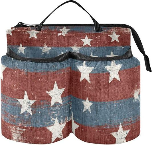 Luggage Cup Holder for Suitcases Free Hands Travel Cup Holder Portable Suitcase Cup Drink Holder Luggage Cup Caddy Bag Carrier Vintage Stars July 4th