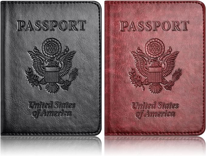 Eoehro Passport Holder for Travel Essentials-2Pack, Passport Wallet Cover Case for Travel Must Haves Accessories,Passport Book Holders for Women and Men