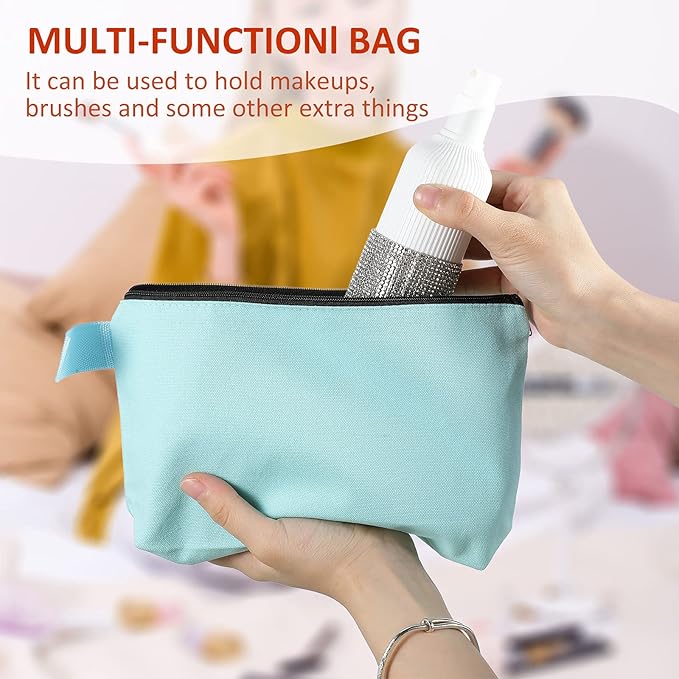 Saintrygo 10 Pieces Canvas Makeup Bags Bulk for Women Travel Cosmetic Organizer Plain Storage Pouch Multi-Purpose Blank Travel Toiletry DIY Craft Bags with Zipper(Pastel,8.7 x 5 x 1.8 Inch)