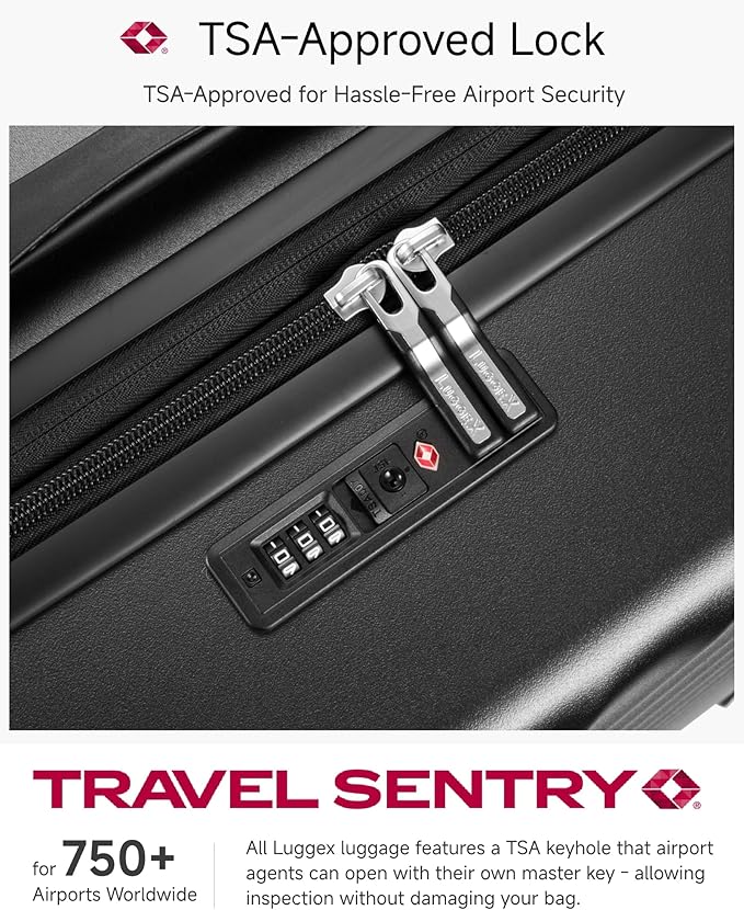 LUGGEX Carry On Luggage 22x14x9 Airline Approved, KVC Expandable Polycarbonate Hard Shell Suitcase for Travelling (EX-Core, Charcoal Metallic, 20 Inch, 40L-44L)
