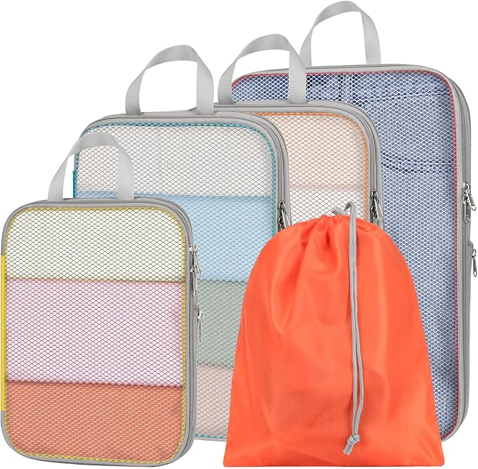Cambond Compression Packing Cubes for Travel - Lightweight Expandable Travel Bags Luggage Organizers Travel Essentials Compression Cubes for Travel Space Saver for Carry on Suitcases Organizer