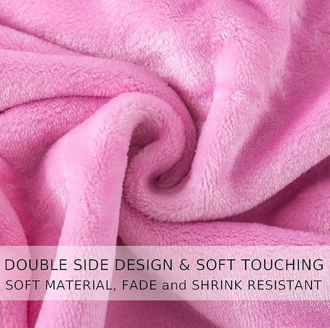 Soft Blanket Queen Size Fleece Warm Fuzzy Throw Blankets for The Bed Sofa Lightweight 90"*90"(Queen Pink)