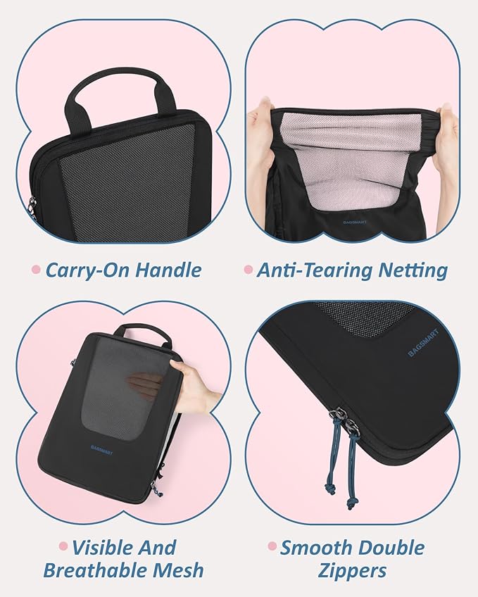 BAGSMART Compression Packing Cubes for Travel, 6/5/4set Lightweight Packing Organizers, Summer Travel Essentials Suitcase Organizer Bags Set