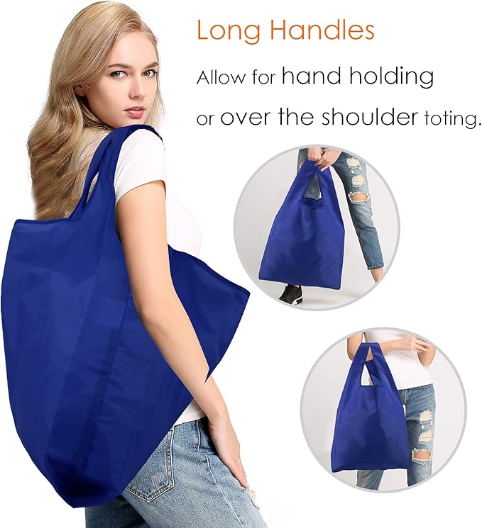 BeeGreen Reusable Shopping Bags with Handles - 12 Pack Foldable Polyester Tote Bags Bulk with Zipper Pouch, Travel Tote Cloth Bag for Women Holiday Beach, Washable Reusable Gift Bag for Groceries