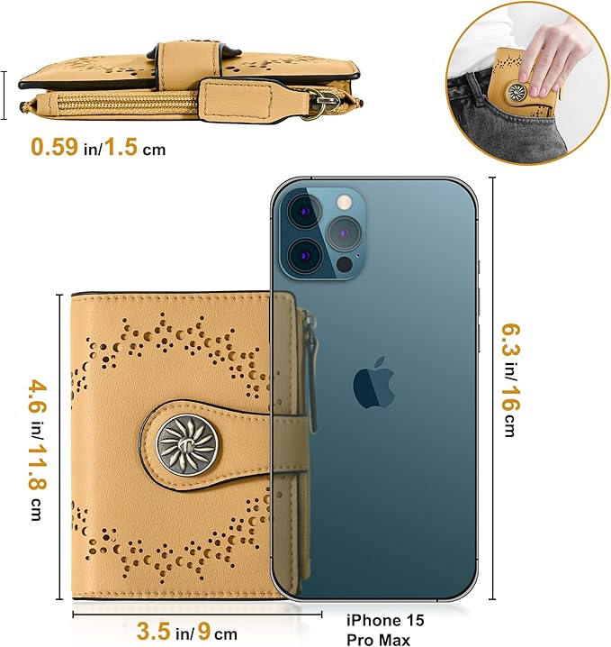 Tipmile Small Wallet for Women Bifold RFID Blocking Card Holder Leather Wallets with Zipper Coin Pocket