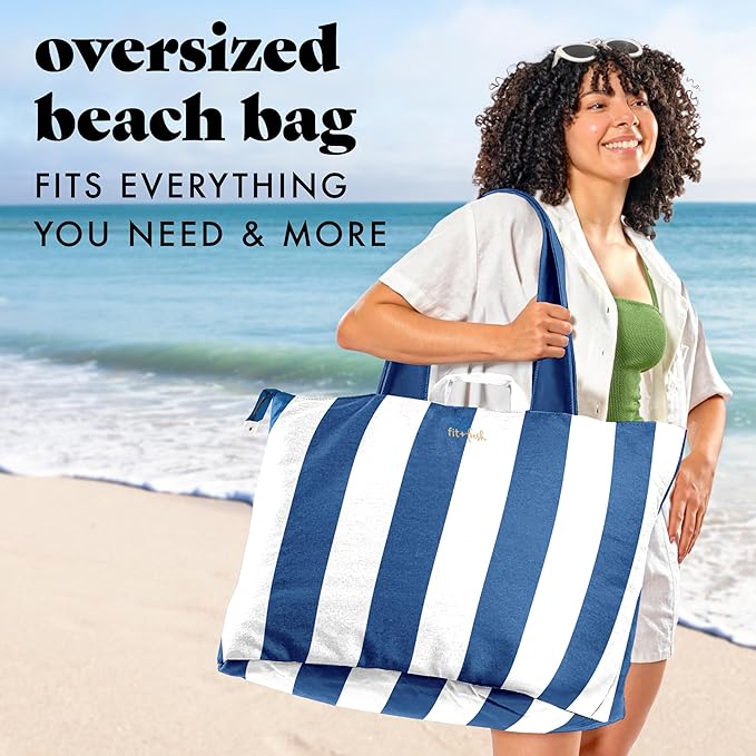 Fit & Fresh Large Beach Bag for Women - Extra Large Travel Tote With Pockets
