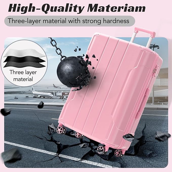Merax 24 Inch Expandable Checked Luggage, Hardshell ABS Medium Suitcase with Spinner Wheels, TSA Lock, Lightweight Travel Suitcase for Long Trips and Vacations