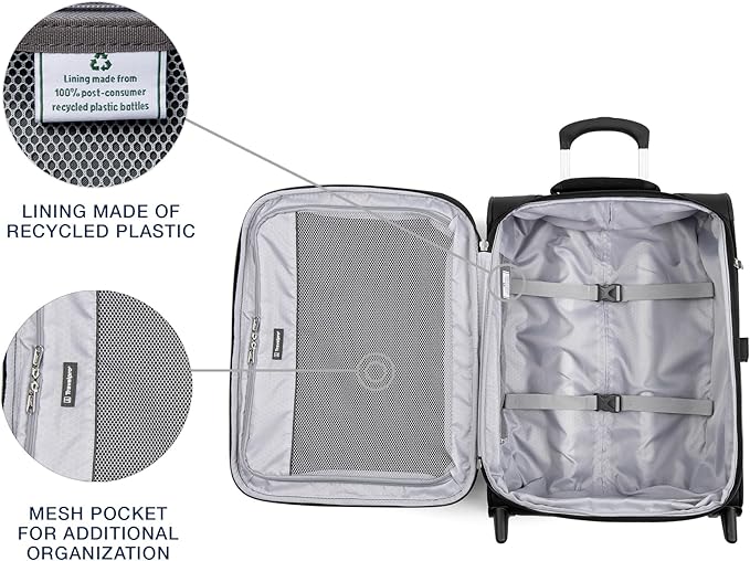 Travelpro Maxlite 5 Softside Expandable Upright 2 Wheel Carry-on Luggage, Lightweight, 20-Inch — Black