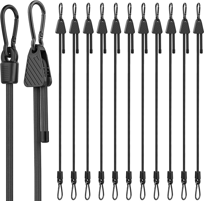 Bungee Cords with Hooks, 48 Inch Adjustable Elastic Bungee Cords with Carabiner Hooks, Easy to Adjust Bungee Rope UV Resistant for Truck Bed, SUV Trunk, Car, Bike Rack, Trash Can, Moving, Plants