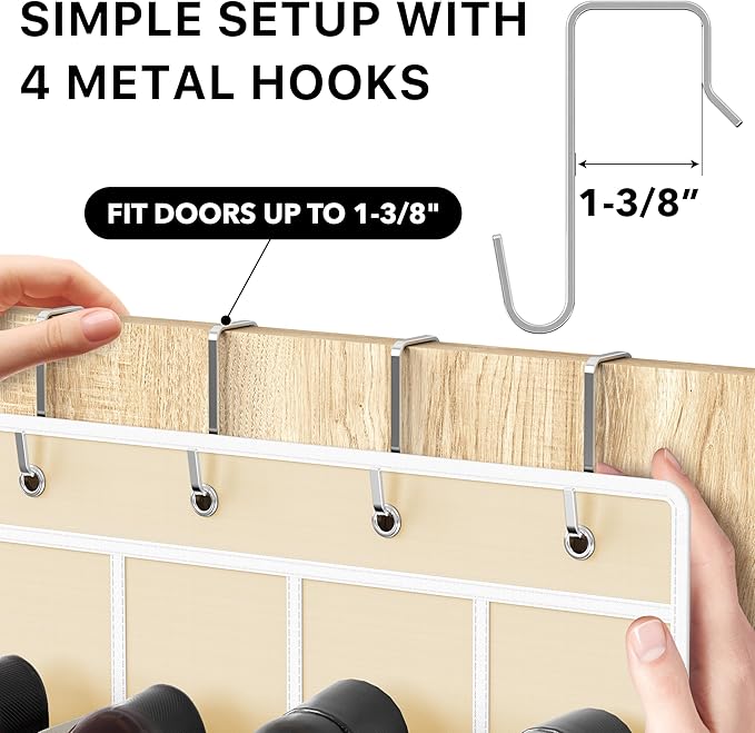 Simple Houseware 24 Pockets - Crystal Clear Over The Door Hanging Shoe Organizer, Beige (64'' x 19'')