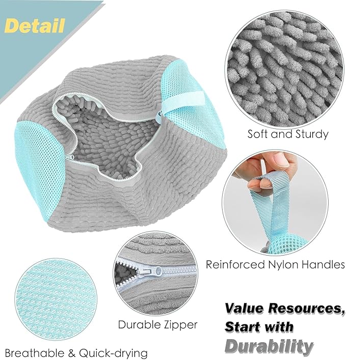 Shoe Washing Machine Bag,Laundry Shoe Bag for Washer and Dryer,Reusable Shoe Cleaning Bag for Sneakers,Tennis Shoes,With Self-locking Zipper, Microfiber Inside (Lite Grey - 2 Pack)