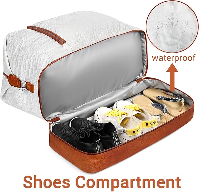 Travel Weekender Bag for Women, 21" Overnight Bag with Shoe Compartment 50L Large Travel Duffel Bag Carry On Tote for Weekend, Overnight, Business Trips, Water Resistant
