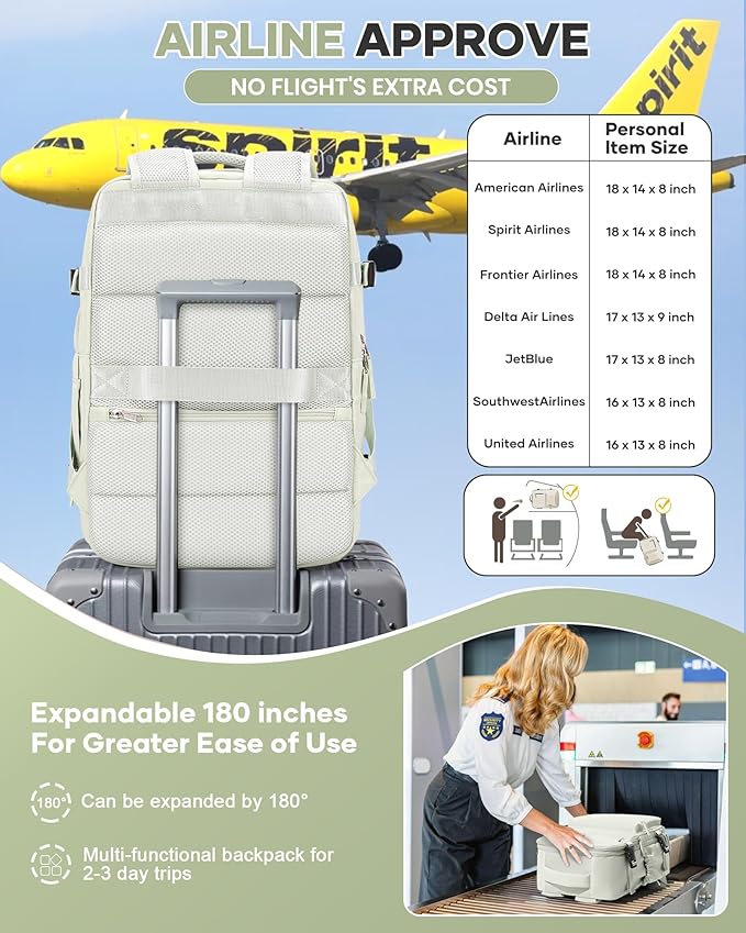 VECAVE Vacuum Travel Backpack with Pump for Women, Personal Item Carry on Backpacks Flight Approved 18x14x8 inches for Men,Laptop Waterproof Work Compression bags Casual Daypack YYWhite