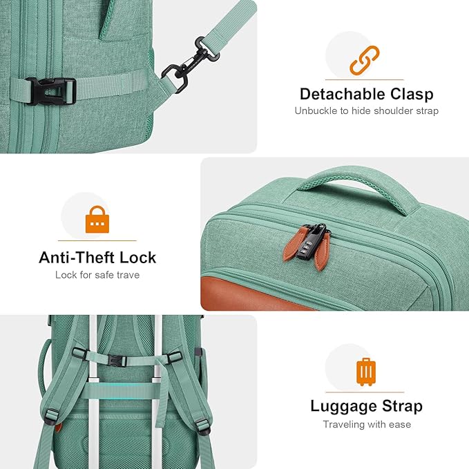 Bagsure Travel Backpack Carry On Backpack 42L Flight Approved, Expandable Laptop Backpack with Packing Cubes & Shoe Pocket, Water Resistant Luggage Backpack for Men Women, Large Backpack 20 * 14 * 7"
