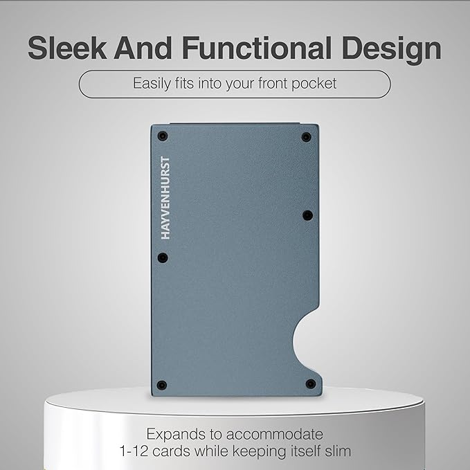 Hayvenhurst Wallet For Men - Reinvented Design Men's Wallet - Slim, Minimalistic & Seamless, Blocks RFID Scanners with a Money Clip (Grey)