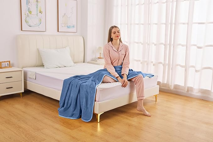 Soft Twin Size Blanket for All Season Lightweight Thermal Fleece Summer Autumn Fall Winter Spring Blankets for Twin/Twin XL Extra Long Bed Couch Sofa,66x90 Inches,Washed Blue