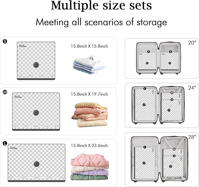 Travel Vacuum Storage Bags with USB Electric Pump, 9 Pack Compression Seal Bags for Luggage and Suitcase, Space Saver for Clothes and Clothing