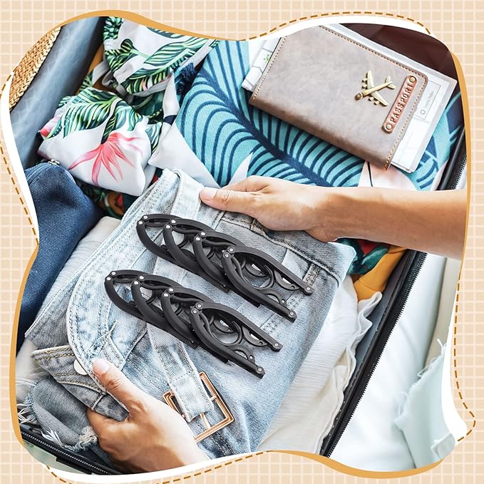 Sieral 40 Pcs Foldable Travel Hangers Plastic Portable Folding Clothes Hangers Cruise Ship Essentials for Travel Cruises Suitcase Dormitory School Hotel Women Laundry Coat Bag Drying(Black)