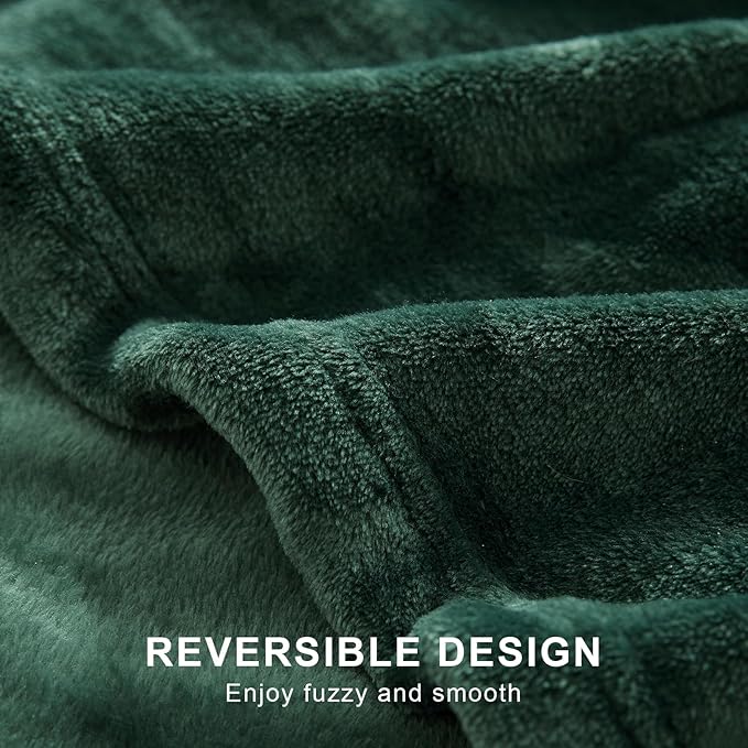 Hansleep Fleece Queen Blanket for Bed Fleece Dark Green, Queen Size Super Soft Flannel Fuzzy Plush Cozy Blanket for All Seasons, Dark Green, Queen 90x90 Inches