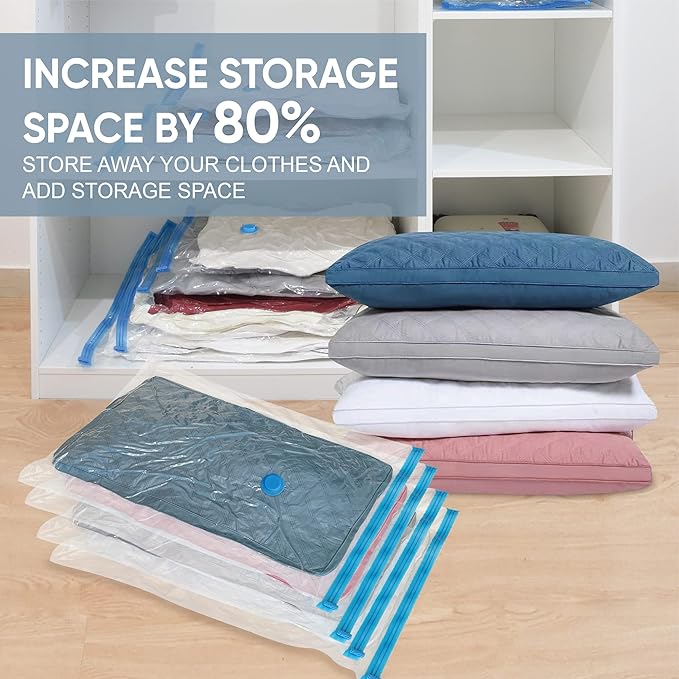 Vacuum Storage Bags, Vacuum Seal Space Saver Bags for Clothing, Travel Lugggage,Carry-on, Blankets, Comforters, Pilow, Bedding, 10 Large