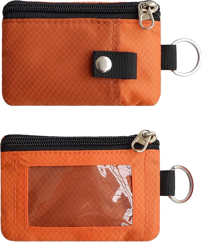 CHENSPRX Minimalist RFID Blocking Small Wallet with ID Window,WaterResistant Zip Id Case Wallet with Lanyard Keychain for Cards,Cash,Travel,Women,Men