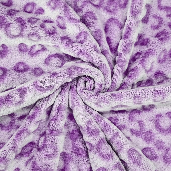 Bnuitland Purple Leopard Print Flannel Throw Blanket, 300 GSM Double Sided Fuzzy Fluffy for Bed Sofa Couch Travel, Super Soft Lightweight Cheetah Print Blanket for Adults and Kids, 50×40 inch