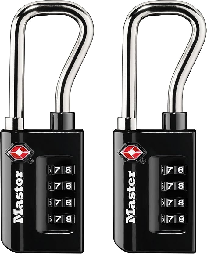 Master Lock Black Set Your Own Combination TSA Approved Luggage Lock, Travel Padlocks for Suitcases, Backpacks, Bags, 2 Pack, 4696T