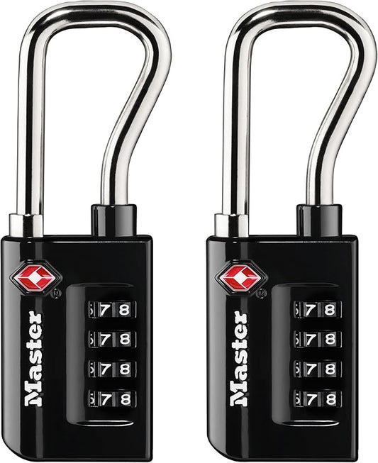 Master Lock Black Set Your Own Combination TSA Approved Luggage Lock, Travel Padlocks for Suitcases, Backpacks, Bags, 2 Pack, 4696T