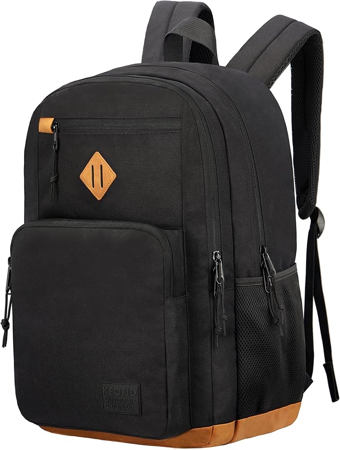 KEOFID Classic Travel backpack for Men and Women, Anti Theft Laptop Backpack for Work, Large Bag for College, Water Resistent(Black 19inches)