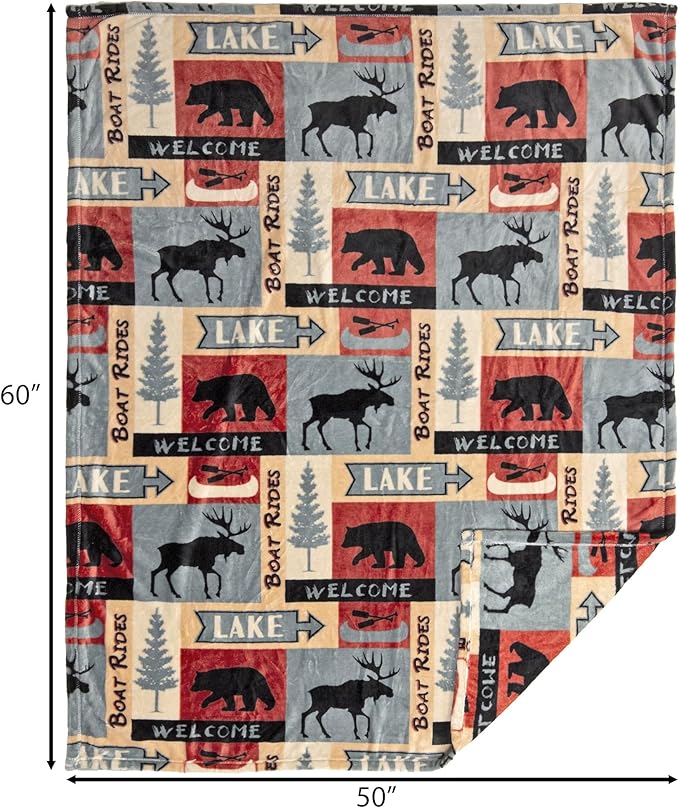 CARSTENS, INC. Travel Blanket, Premium Compact 2-in-1 Airplane Blanket/Pillow, Lake House