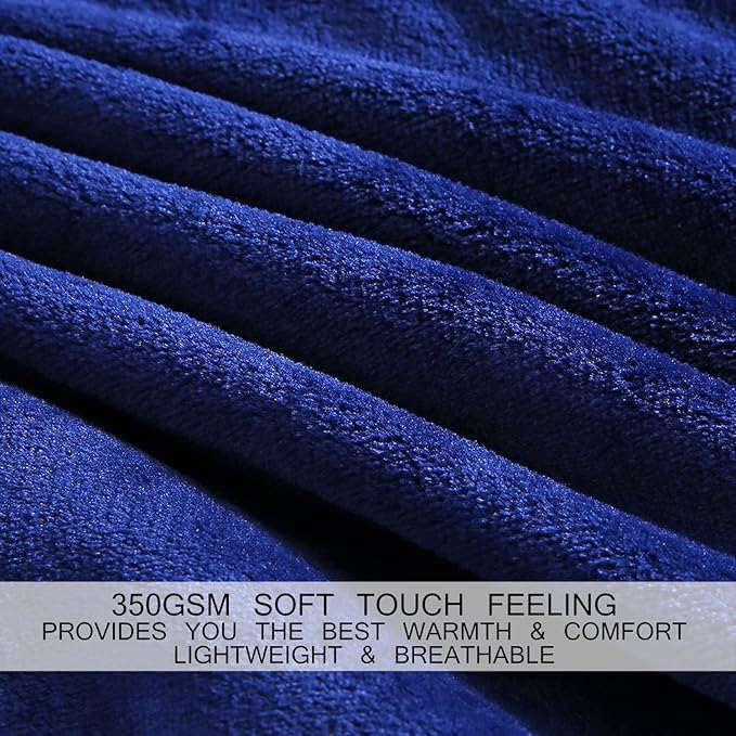 Soft Travel Size Blanket All Season Warm Fuzzy Microplush Lightweight Thermal Fleece Blankets for Couch Bed Sofa,Throw,50x61 Inch,Royal Blue