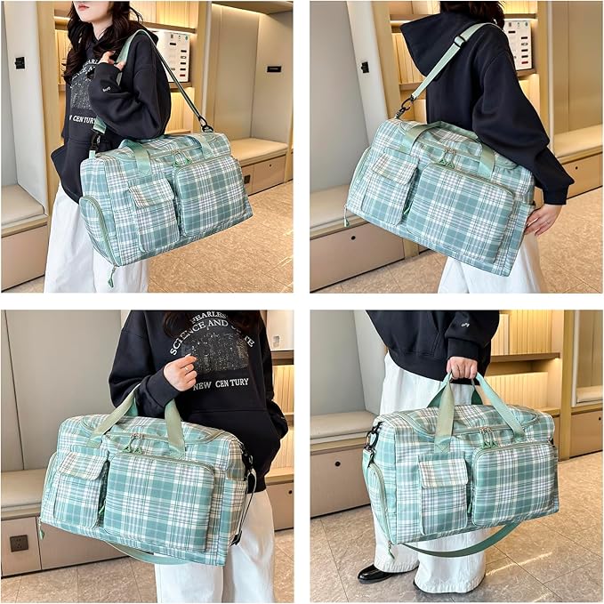 Small Gym Bag for Women, Travel Duffle Bag Carry On Weekender Bag with Shoe Compartment