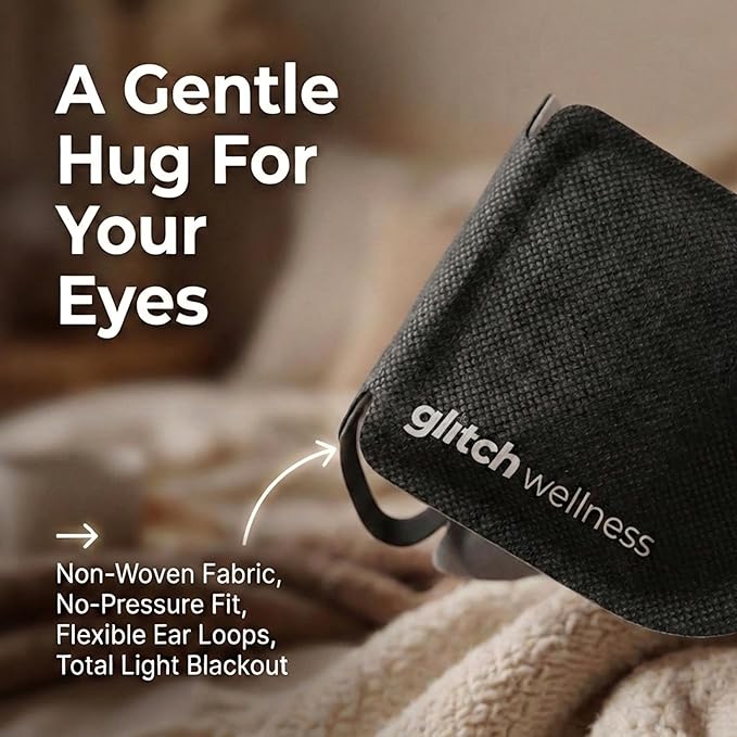 Glitch Self Heating Eye Mask - Steam Eye Mask for Dry Eyes, Soothing Relief, Stress Reduction - Disposable Warm Eye Compress Moist Heat