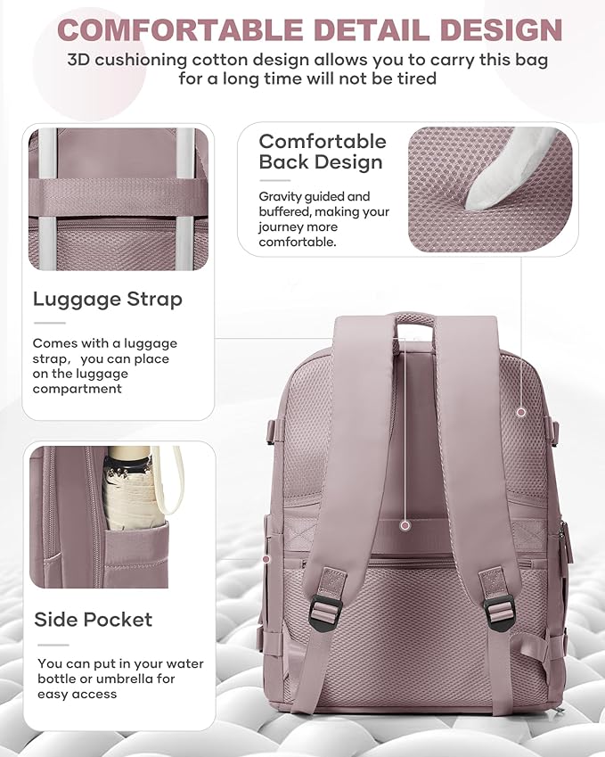 coowoz Travel Backpack Carry On for Women Man Gym Backpacks with Laptop Compartment Mochila de Viaje Teacher Personal Item Backpack Rucksack Airplane Accessories Must Haves Pink Purple Small