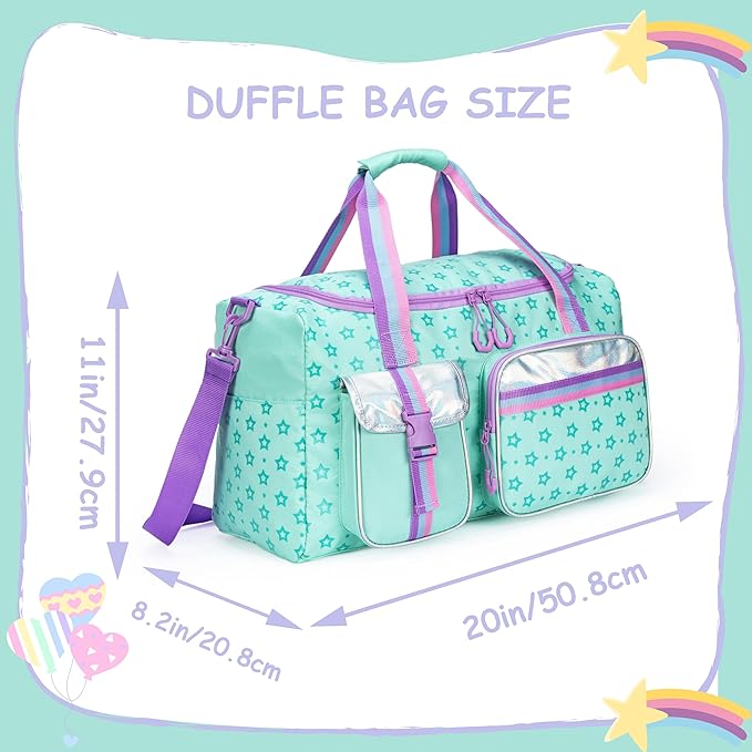 Kids Duffle Bag Girls Women Travel Overnight Bag for Girls Women Gifts Tote Sleepover Bags for Kids Gym Dance Bags with Shoes Compartment