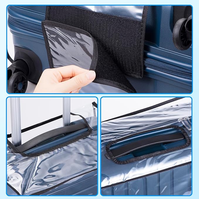 3 Pieces Thicken Clear Luggage Cover Protector with Tag Pocket, 20" 24" 28" PVC Luggage Covers for Suitcase Waterproof Dustproof Anti-scratch Travel Suitcase Covers Case for Wheeled Luggage