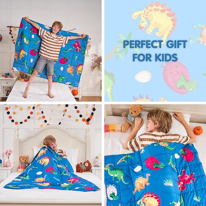 yescool Weighted Blanket 10 Pounds Cooling Weighted Lap Blanket, Dinosaur Heavy Blanket for Sleeping, Weighted Throw Blanket Gifts for 80-110lbs, 40" x60