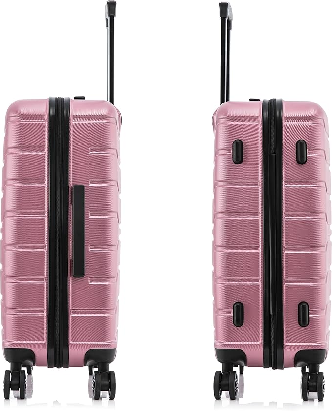InUSA TREND Luggage with Spinner Wheels | Durable lightweight Hardside Suitcase, Travel bag with Handle and Trolley, 24-Inch Medium Checked luggage | Rose Gold