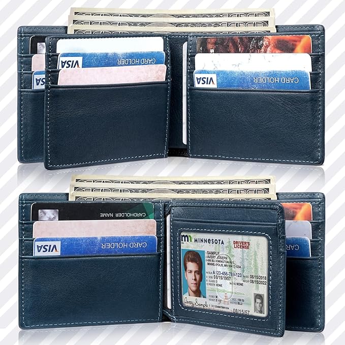Artpaxy Mens Wallet Bifold Genuine Leather RFID Blocking Wallet for Men with 1 ID Windows 13 Card Holders 2 cash pockets 1 Gift Box